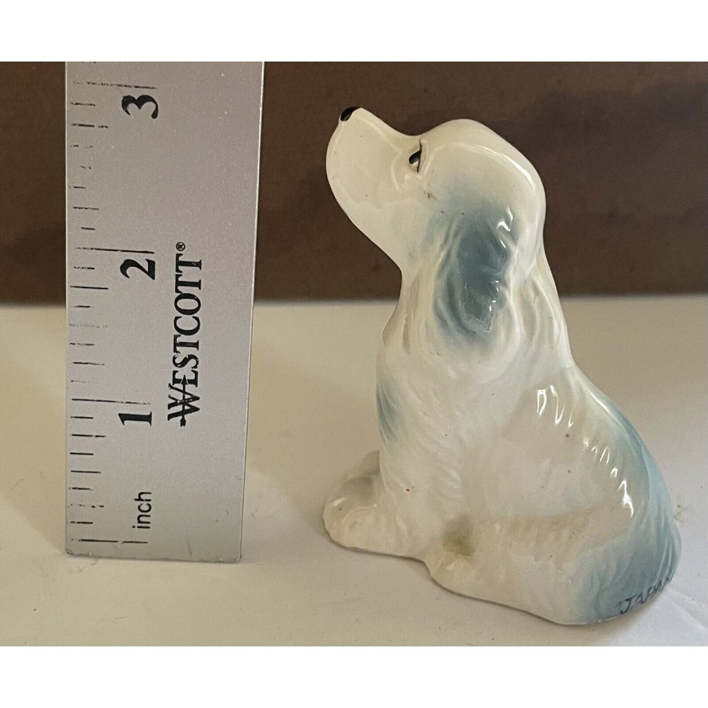Dog Figurine Blue & White Made in Japan